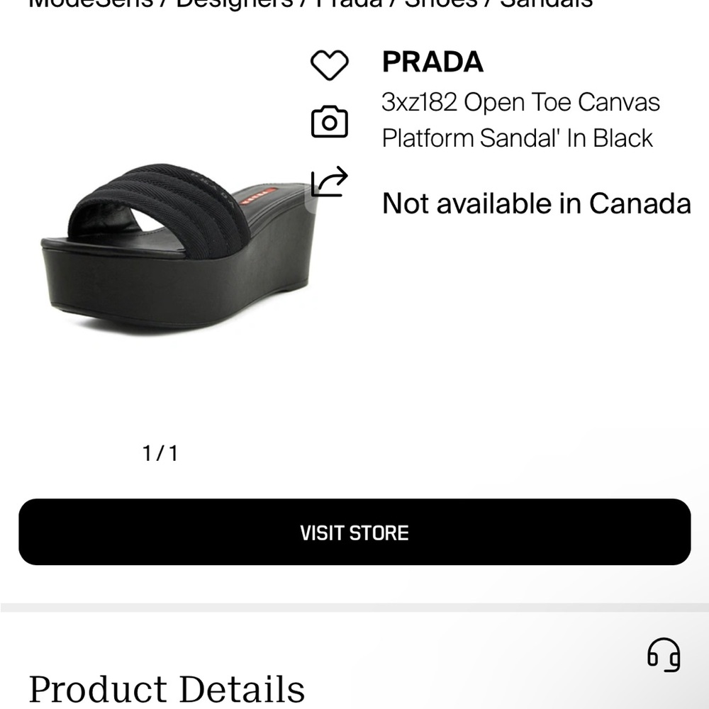 Prada Black Canvas Platform Sandals